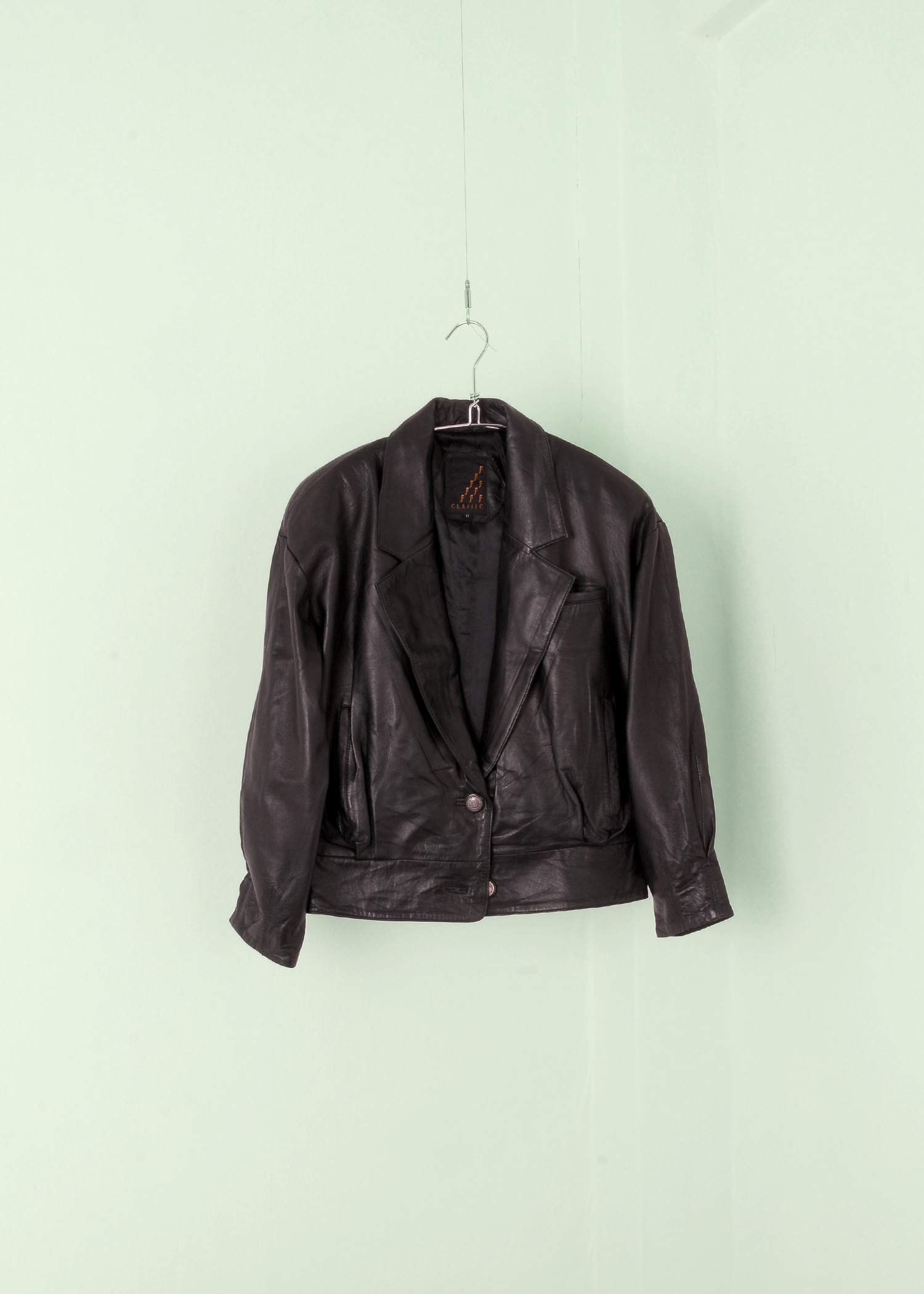 select vintage : crop leather jacket