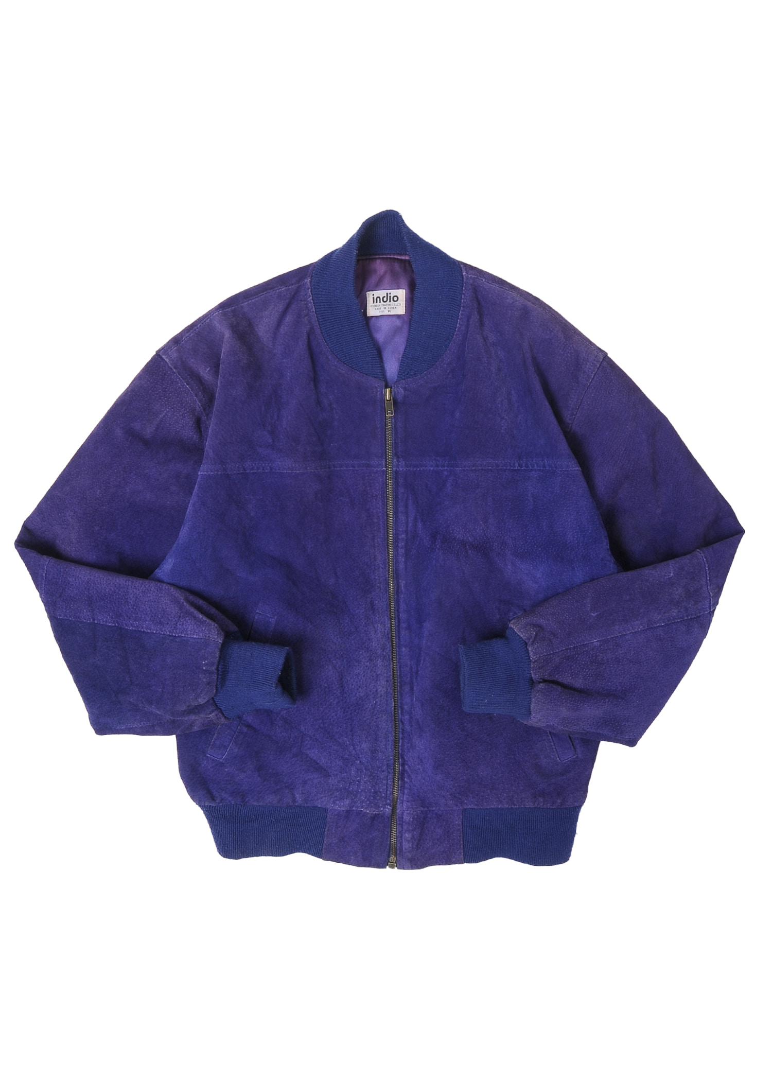 select vintage : purple leather stadium jacket