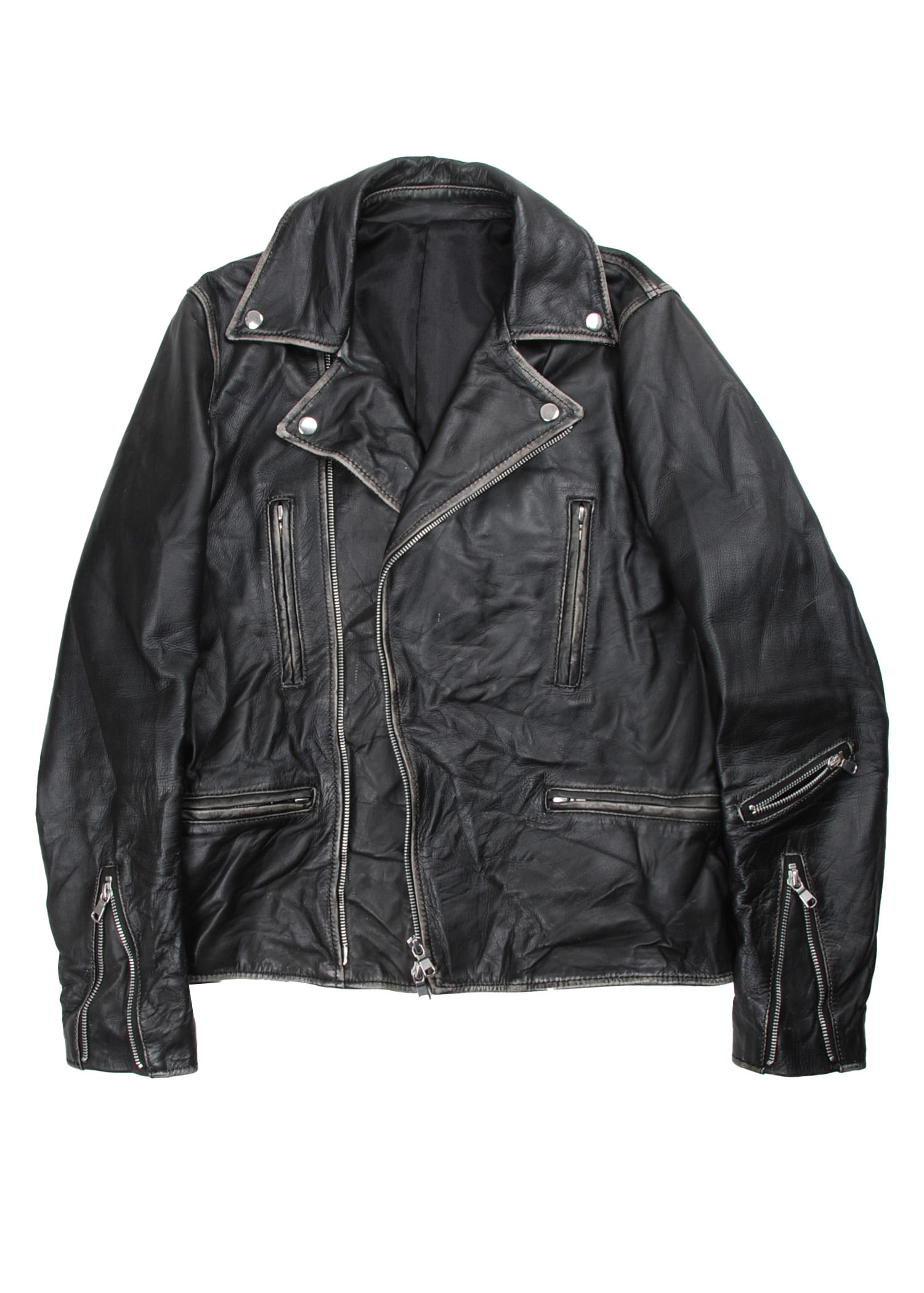 semantic design cow leather rider jacket