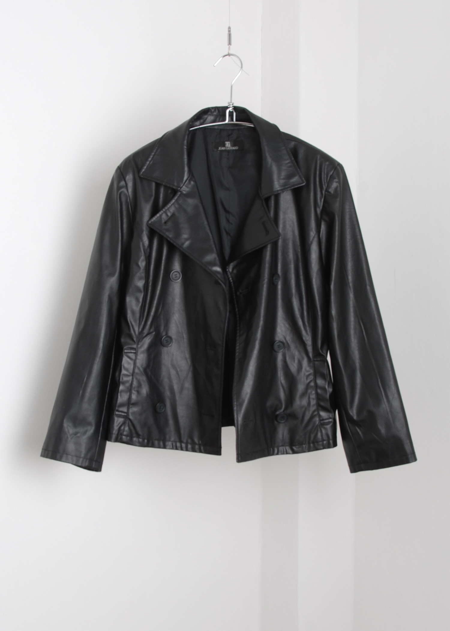 select vintage : crop double leather jacket