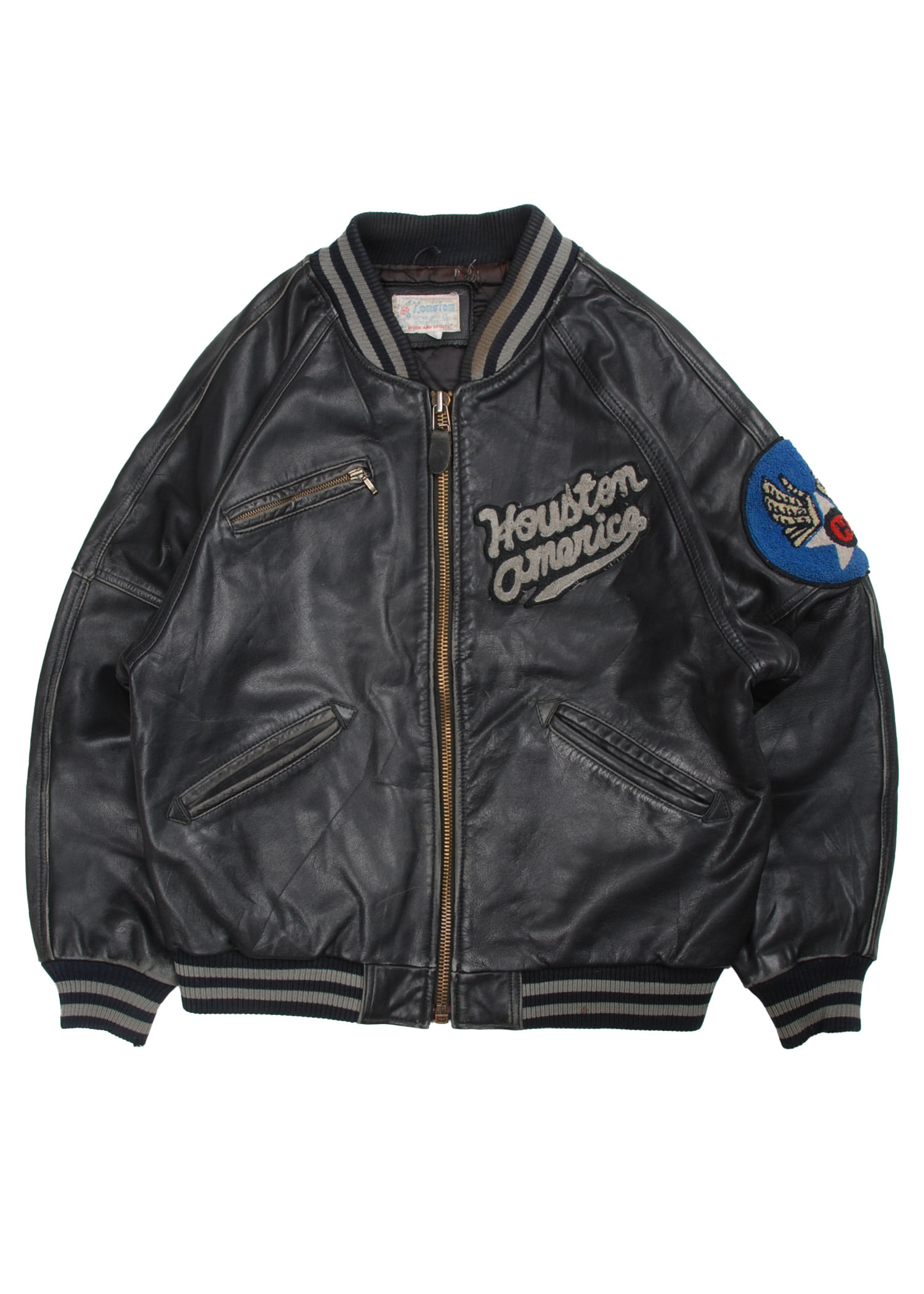 HOUSTON all leather varsity jacket