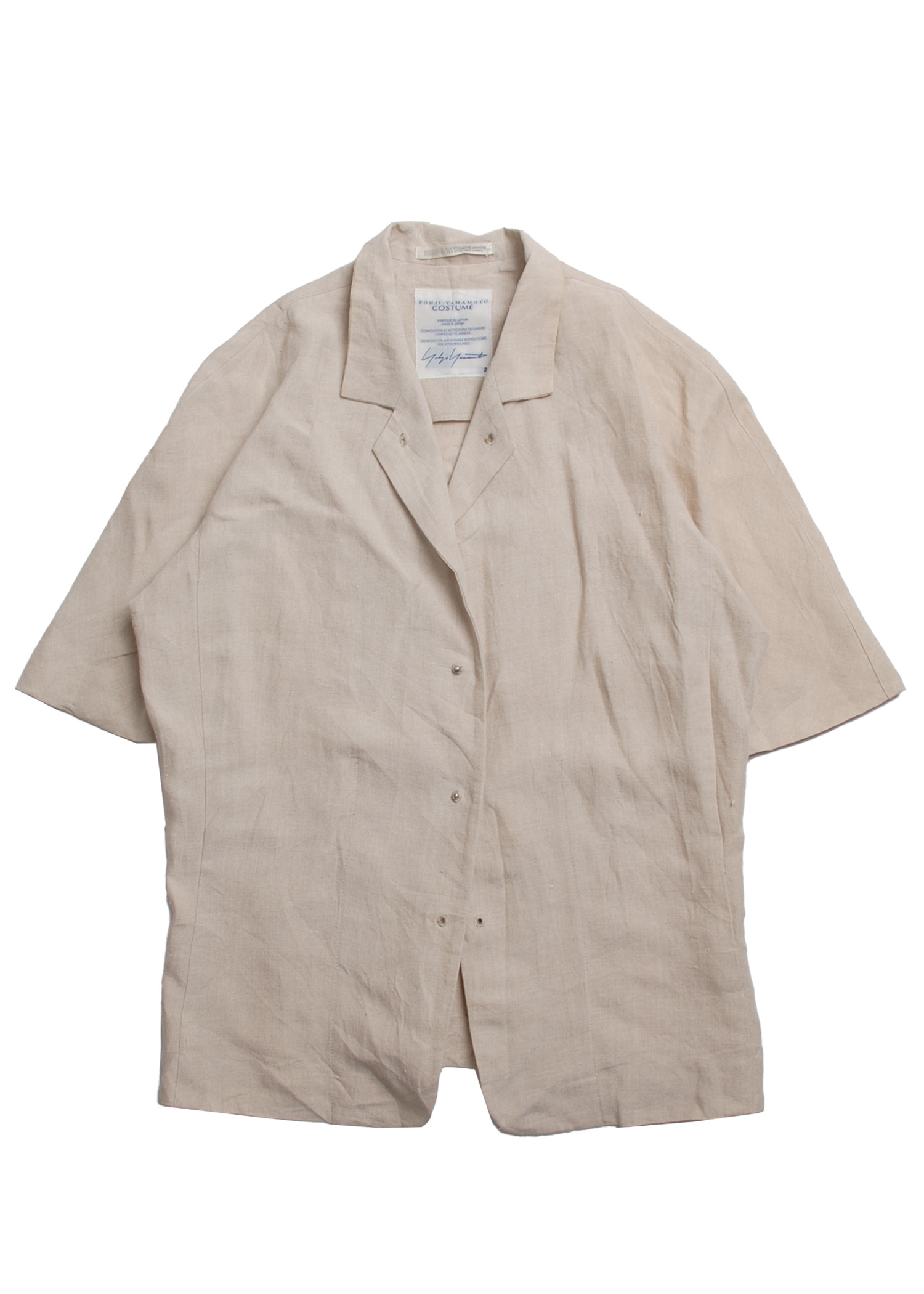 Yohji Yamamoto costume linen open collar shirts