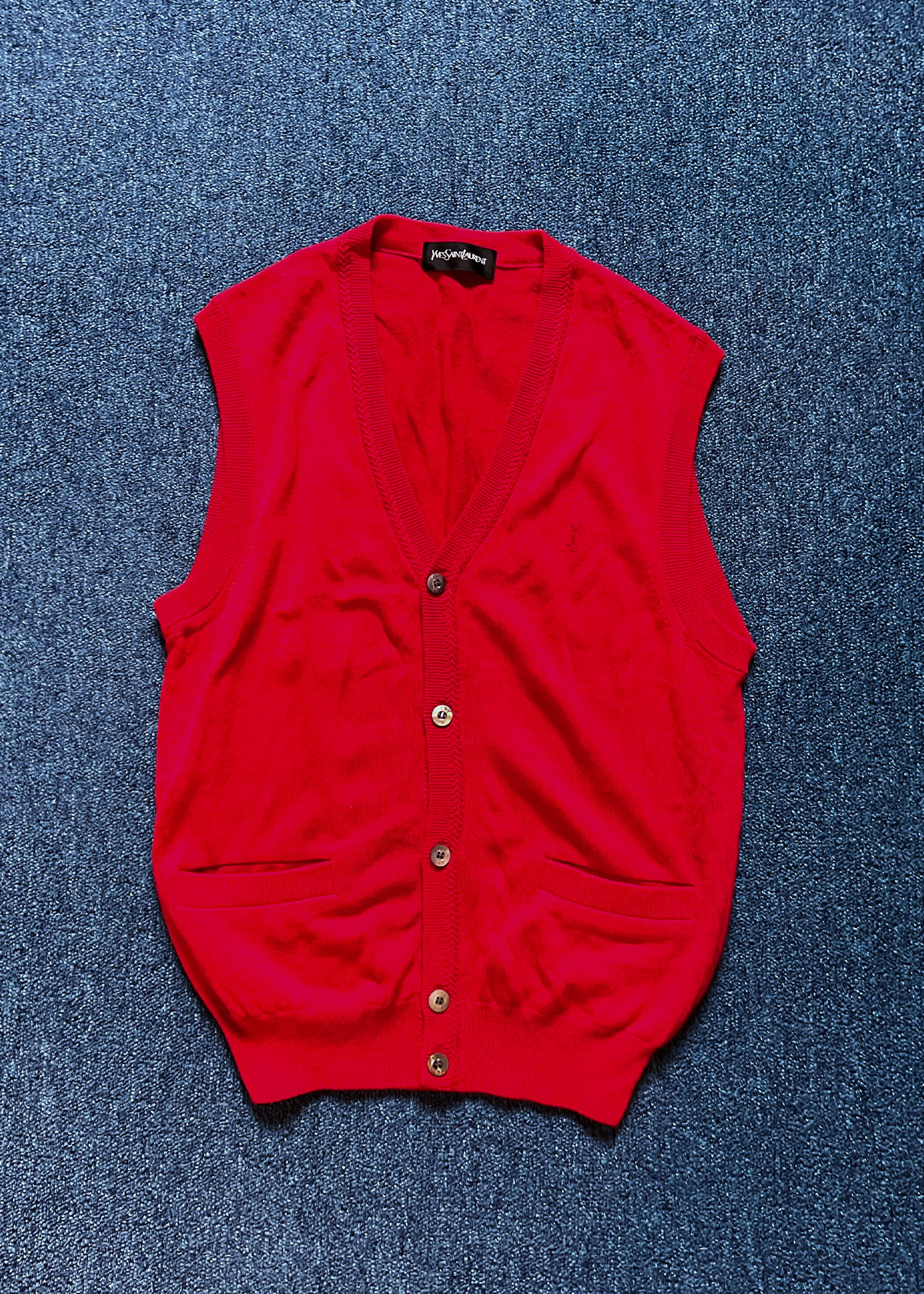 Yves Saint Laurent red knit vest