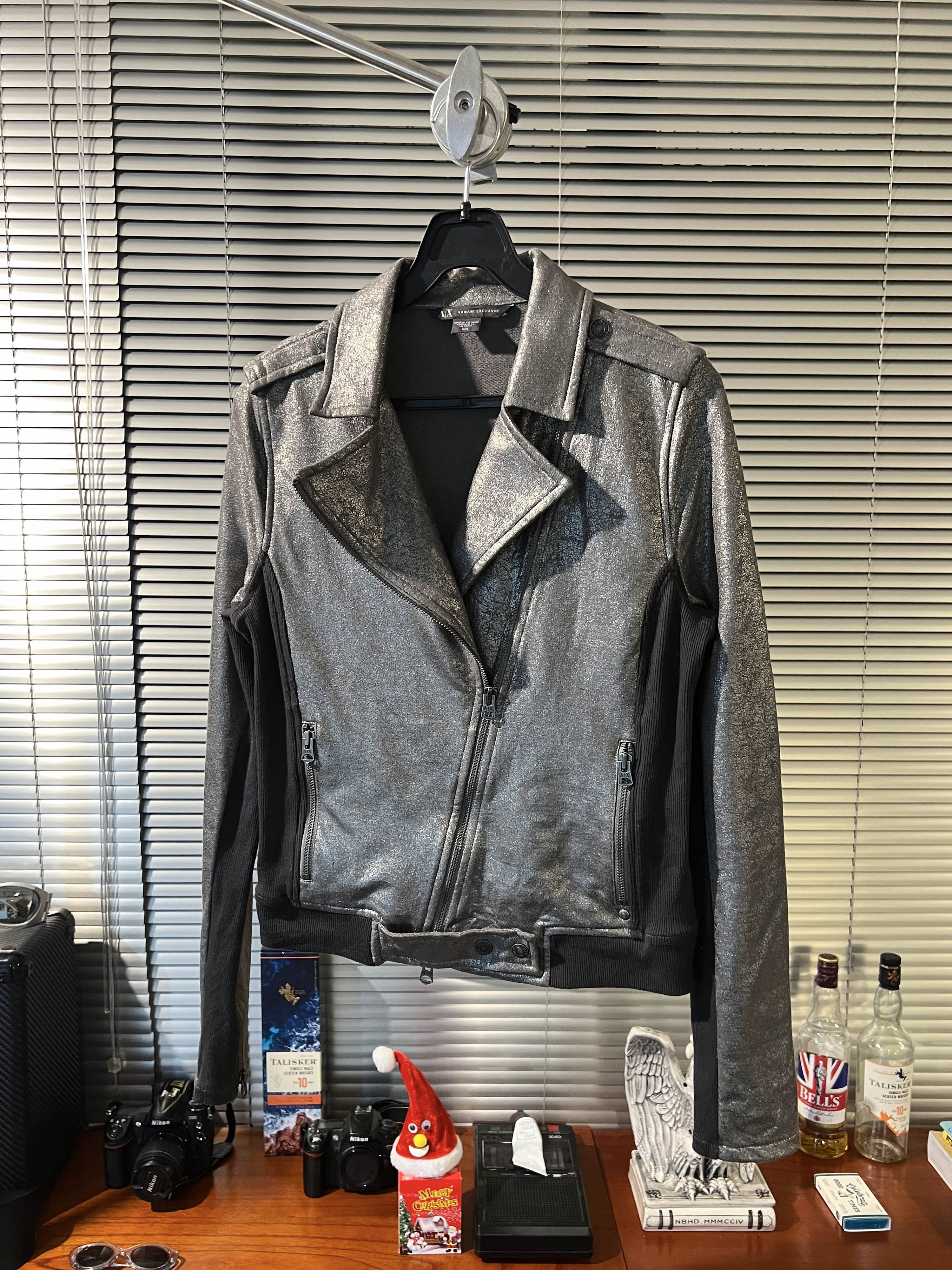Armani Exchange silver rider jacket