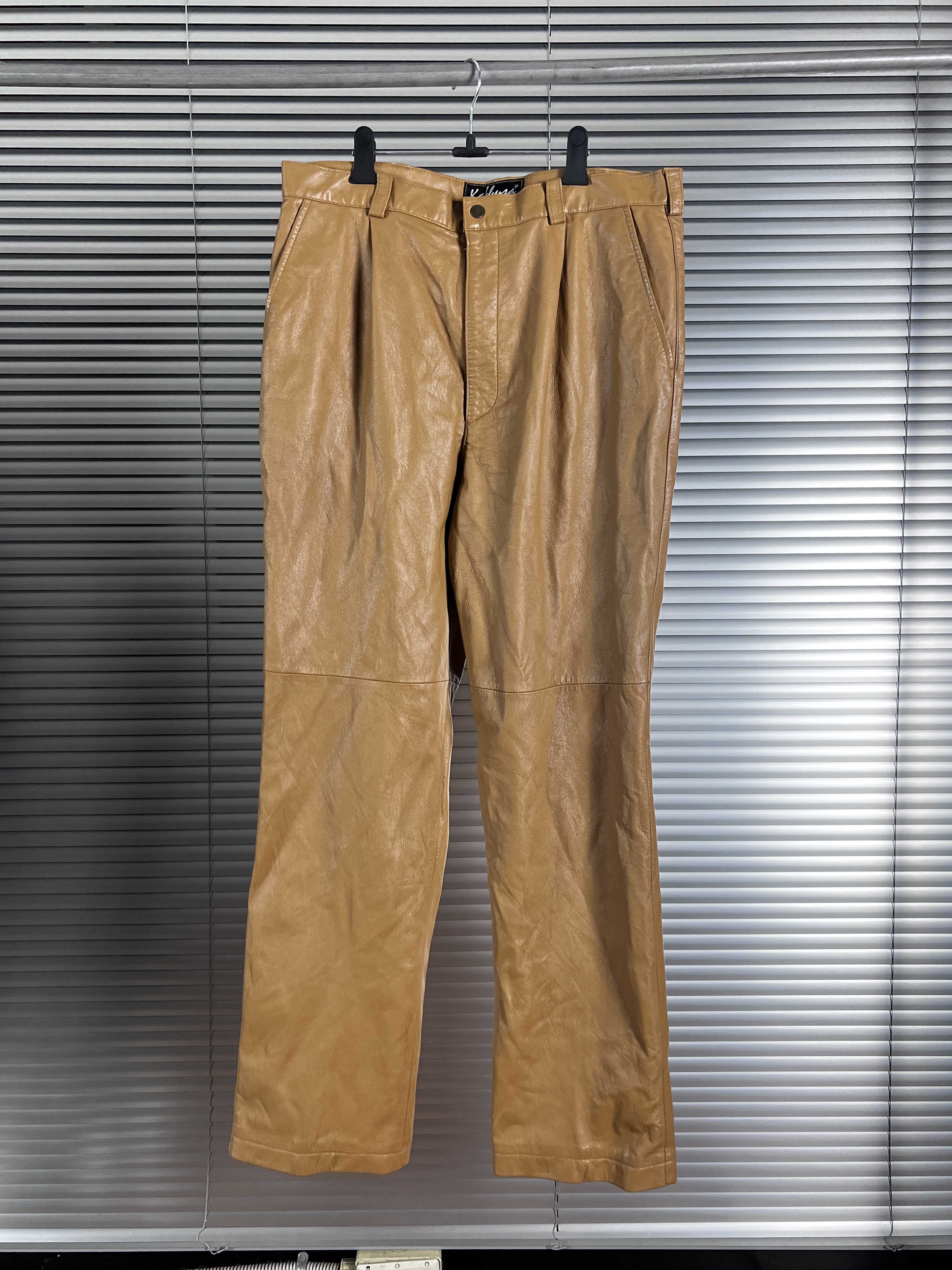 beige leather pants