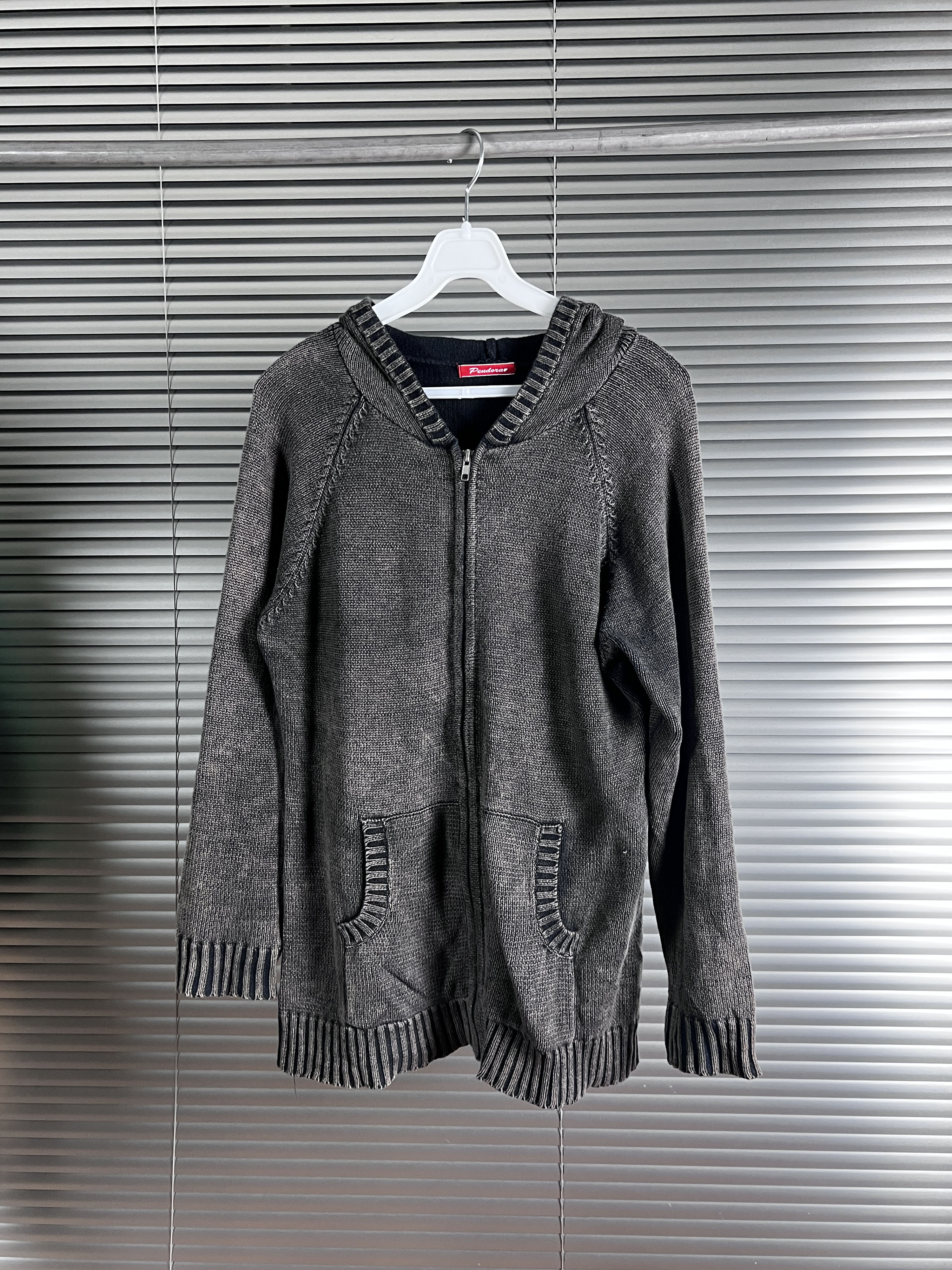 washed knit hoodie