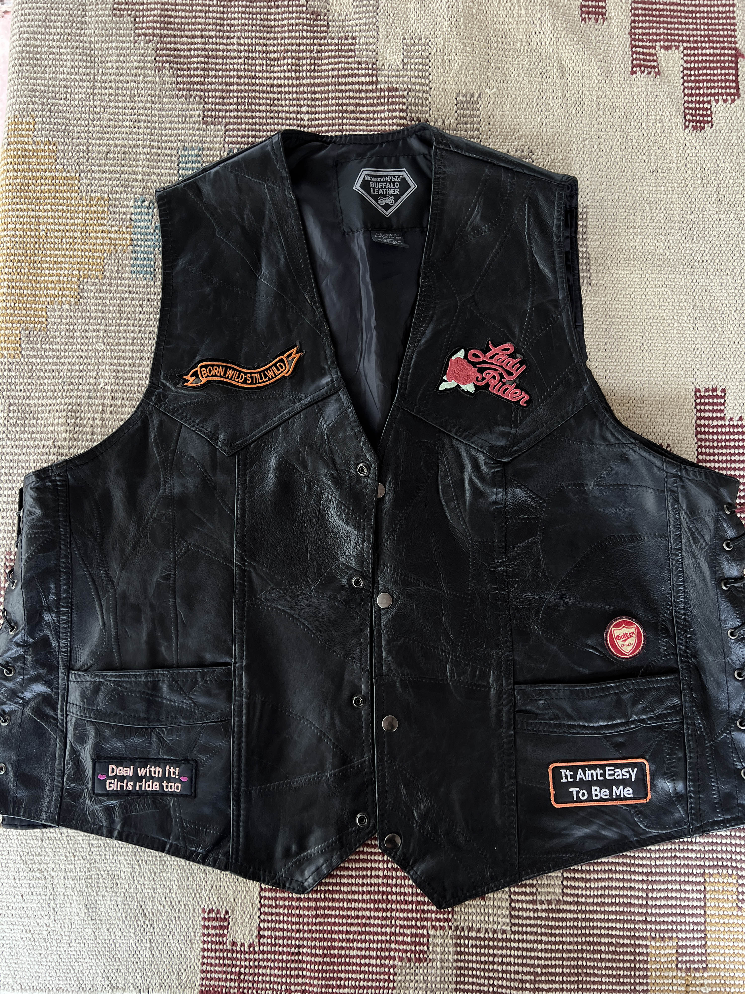 vintage buffalo leather rider vest