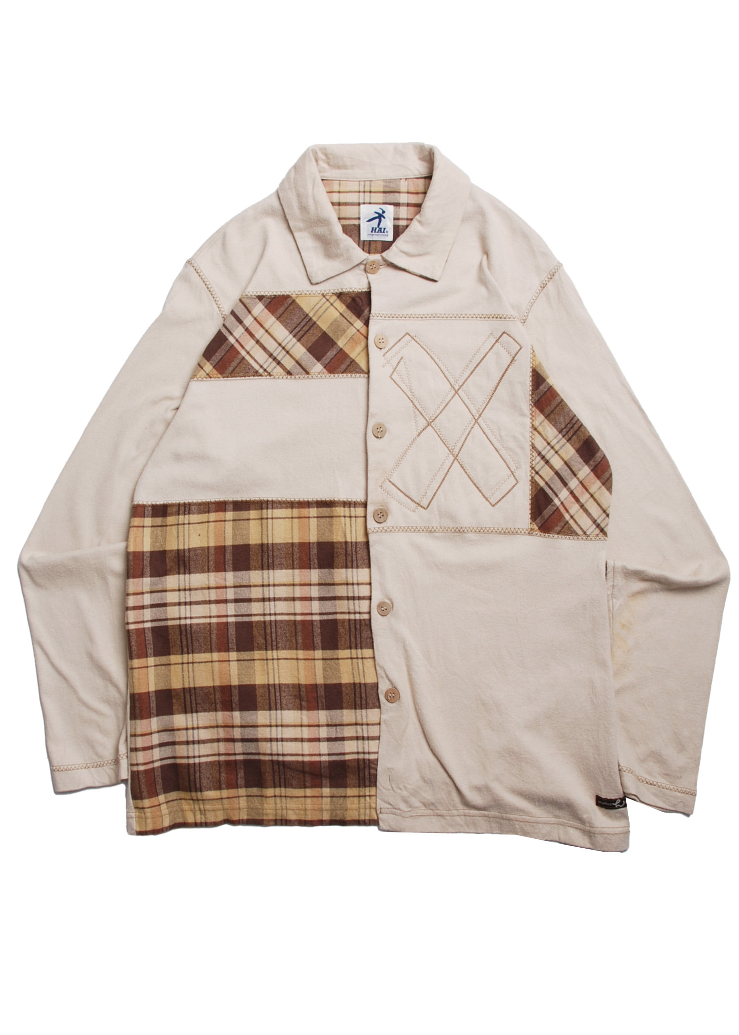 HAI sporting gear by ISSEY MIYAKE patchwork shirts