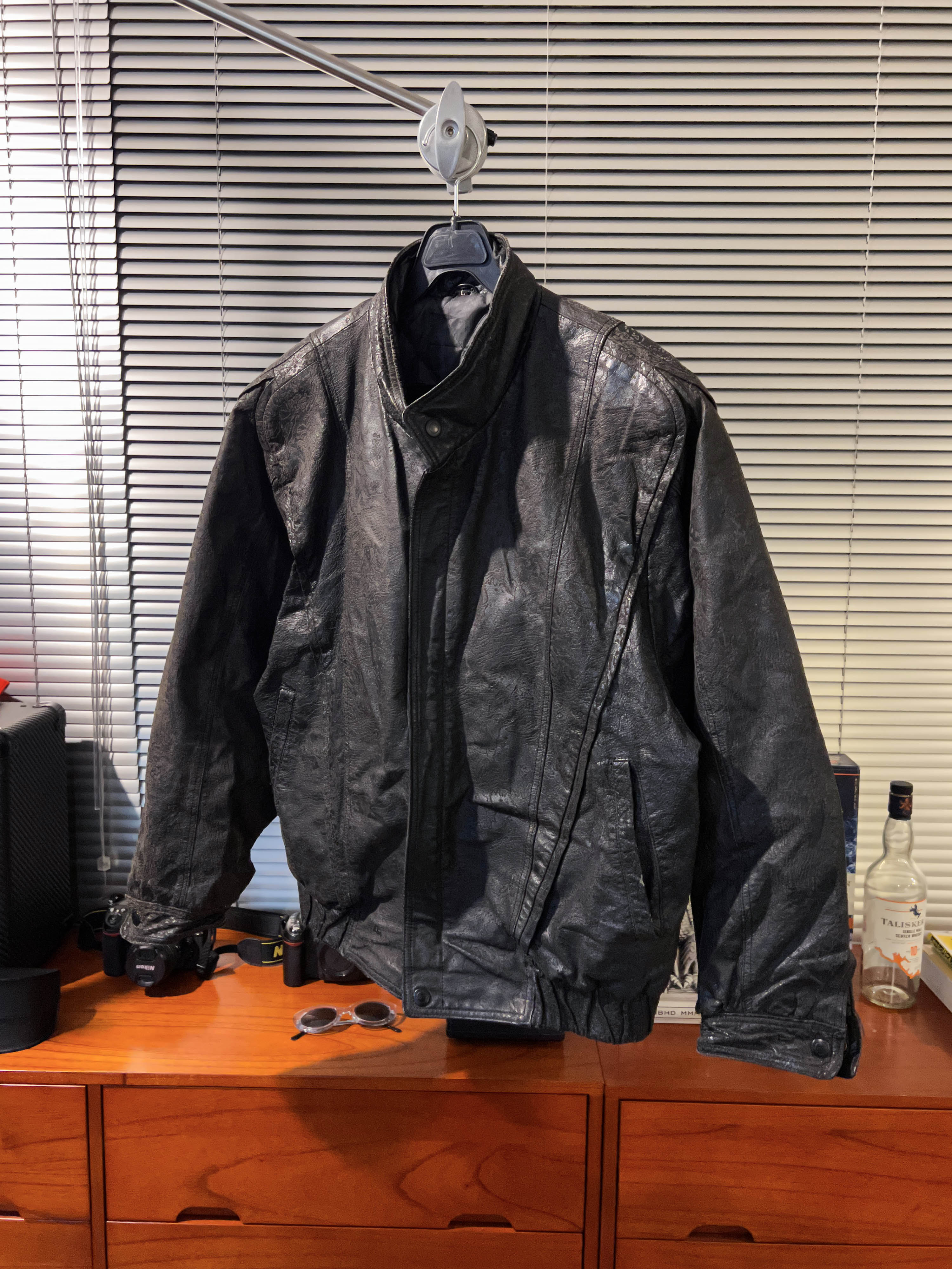 vintage pattern leather jacket