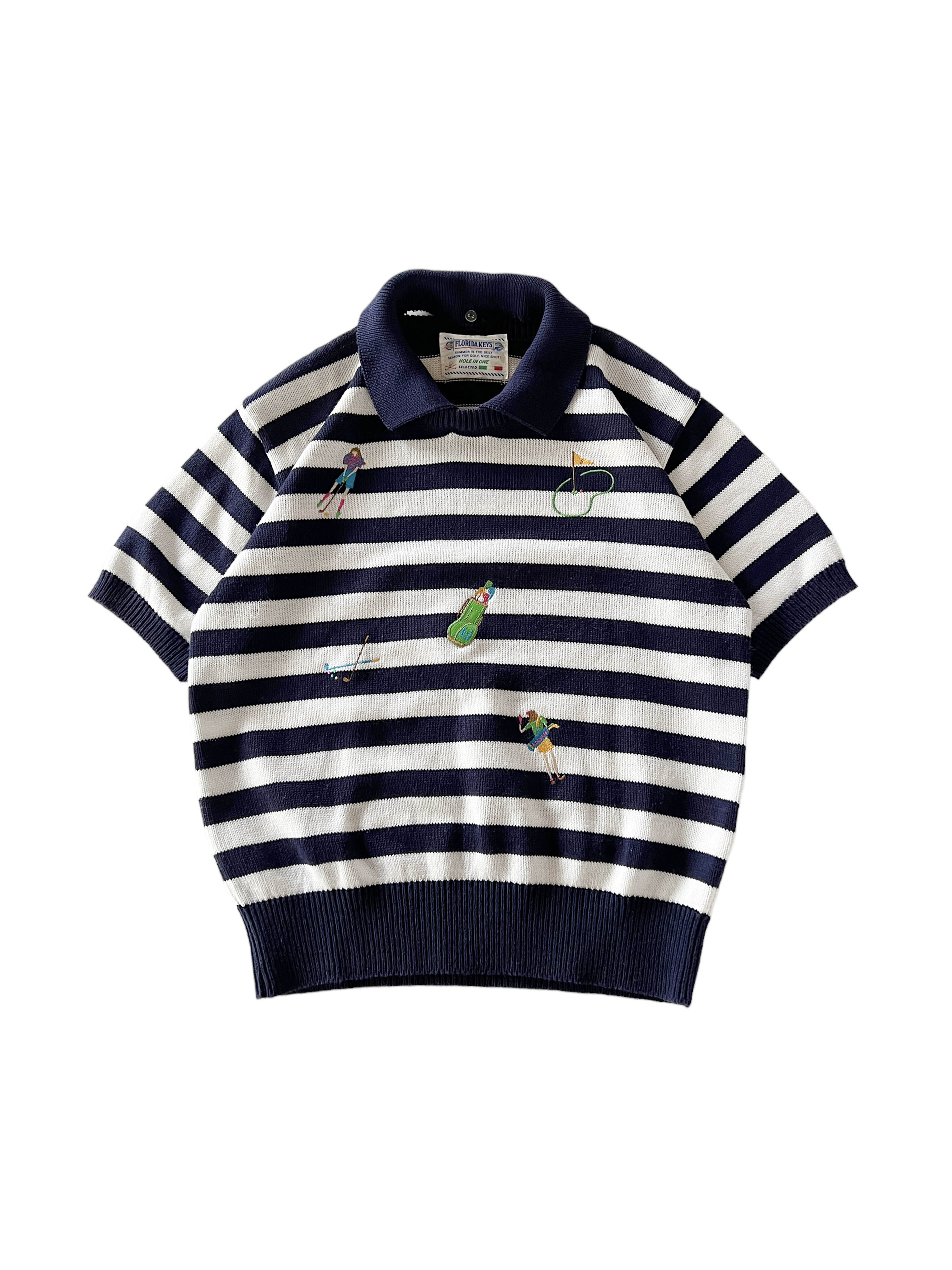 FLORIDA KEYS vintage stripe golf knit top