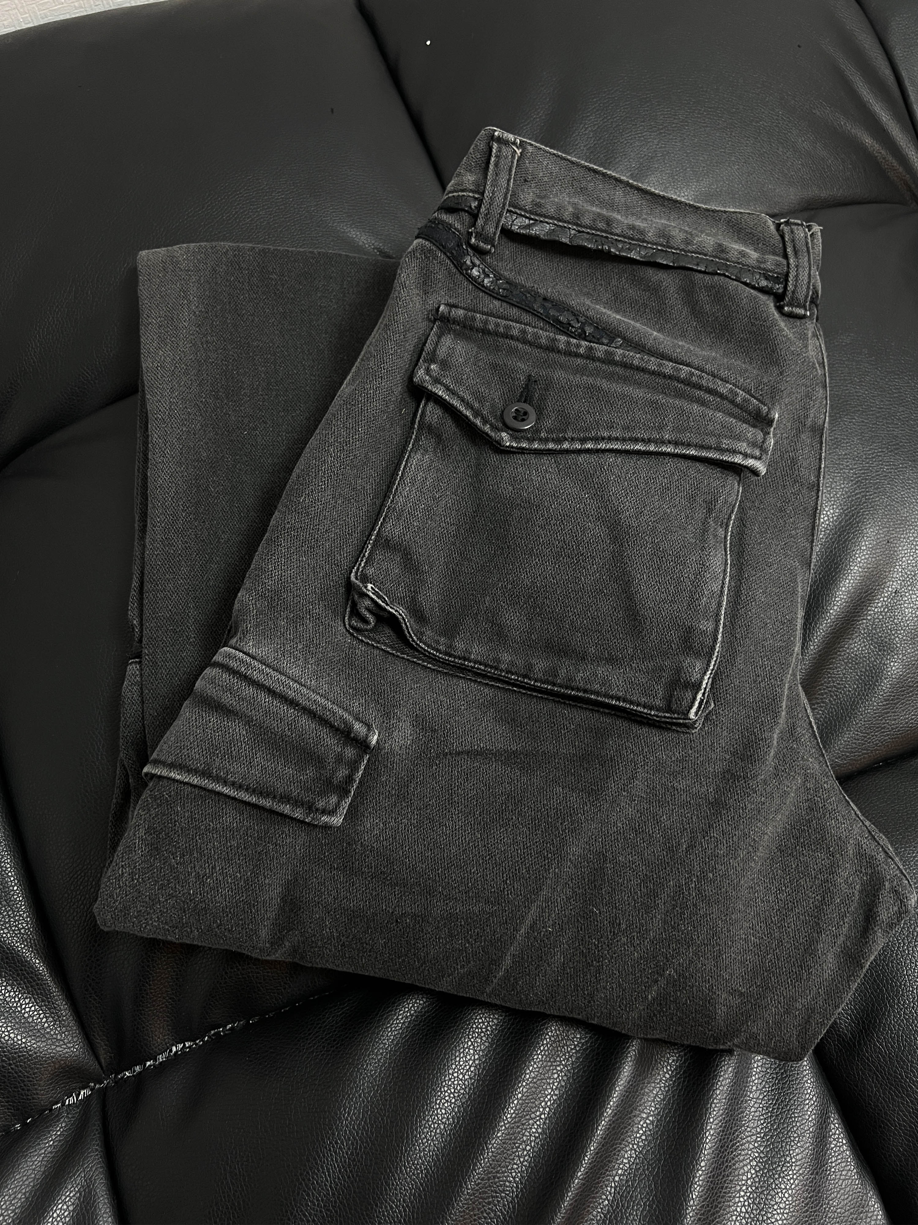 MONSIEUR NICOLE leather trim denim pants