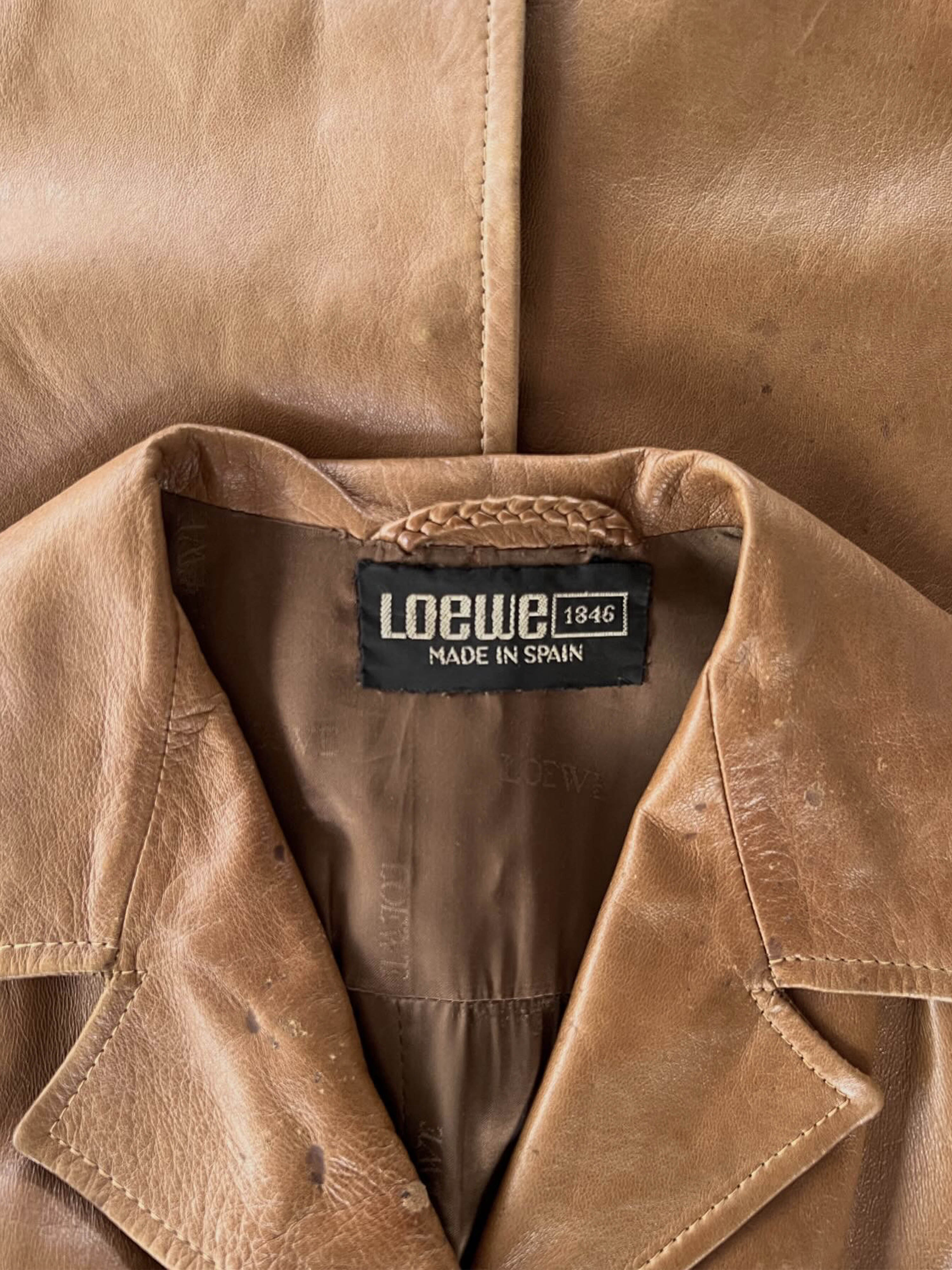60s old LOEWE leather coat