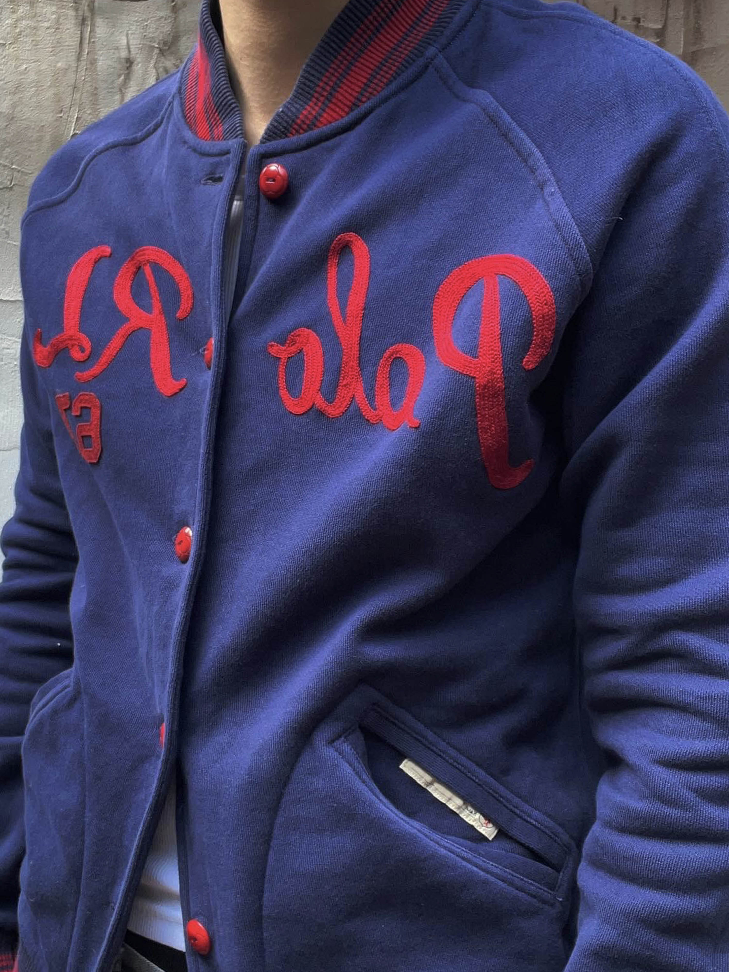 Polo by Ralph lauren spell out logo varsity jacket